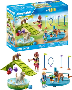 PLAYMOBIL 71745 Set za igru na psećem igralištu - Figurice pasa i dodaci za djecu od 4 godine nadalje