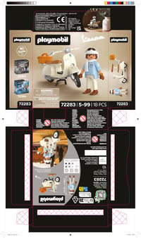 PLAYMOBIL 72283 Vespa 80-ročná jubilejná súprava – Krémová klasická Vespa so šoférom, košíkom a nálepkami, od 5 rokov 7