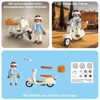 PLAYMOBIL 72283 Vespa 80-ročná jubilejná súprava – Krémová klasická Vespa so šoférom, košíkom a nálepkami, od 5 rokov 4