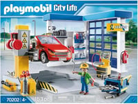 Playmobil Autószerelő Műhely 70202 - Játékszett 4 éves kortól, 153 db-os készlet szerelővel, autóval és emelőplatformmal 8