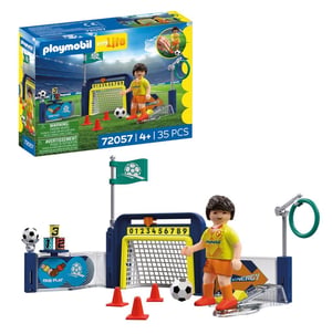 PLAYMOBIL My Life 72057 Futbalový tréningový set s bránkou a vystreľovacím mechanizmom – Futbalová hra od 4 rokov
