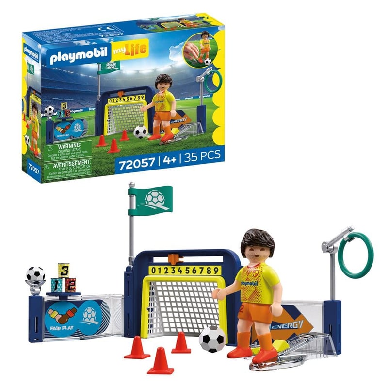PLAYMOBIL My Life 72057 Futbalový tréningový set s bránkou a vystreľovacím mechanizmom – Futbalová hra od 4 rokov