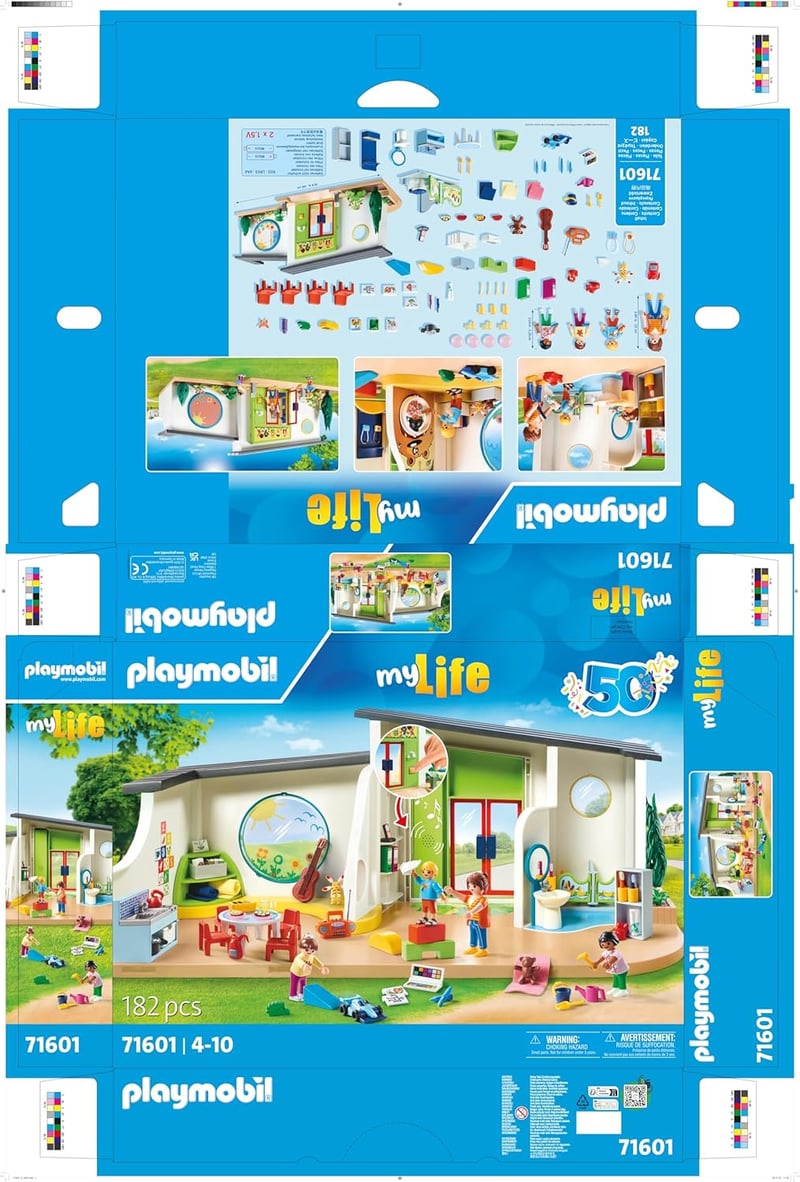 PLAYMOBIL MyLife 71601 Szivárvány Óvoda Játékszett Kiegészítésekkel és Működő Csengővel