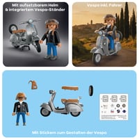PLAYMOBIL Vespa 80. jubilejná edícia v striebornom retro dizajne s figúrkou, prilbou a hárkom nálepiek pre deti od 4 rokov 72282 4