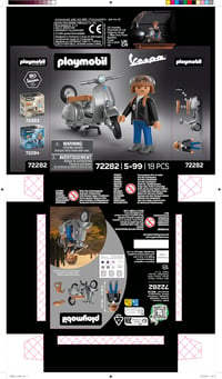 PLAYMOBIL Vespa 80. jubilejná edícia v striebornom retro dizajne s figúrkou, prilbou a hárkom nálepiek pre deti od 4 rokov 72282 7