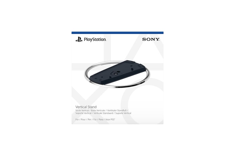 Suport Vertical Oficial Sony PlayStation PS5 - Negru, Fixare cu Șurub, Design Cromat Premium, pentru Console Standard și Digital Edition