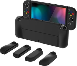 PlayVital AlterGrips Nintendo Switch OLED tok, ergonomikus Joy Con tartó, dokkolható védőtok