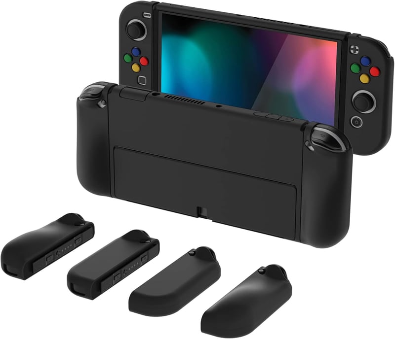 PlayVital AlterGrips Nintendo Switch OLED tok, ergonomikus Joy Con tartó, dokkolható védőtok