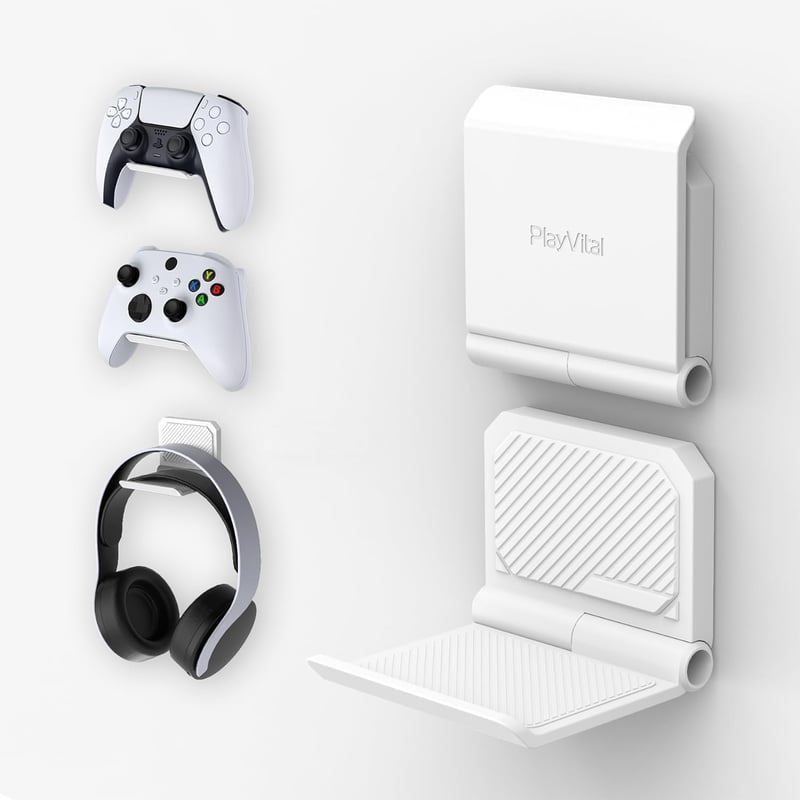 PlayVital FOLD fali tartó PS5/PS4/Xbox Series X/S/Switch Pro kontrollerhez és fejhallgatóhoz, fehér, 2 darab