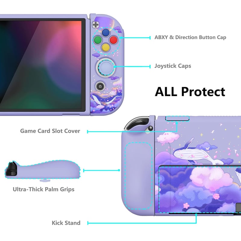 PlayVital ZealProtect Nintendo Switch OLED puha védőtok Joy Con kapákkal és gombvédőkkel
