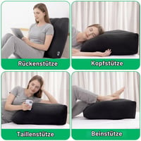 Nafukovací vankúš na podopretie nôh PLCatis na kŕčové žily, čierny, polohovateľný klinový vankúš na odpočinok v posteli, neúplný (stav: pozri 2. obrázok) 7