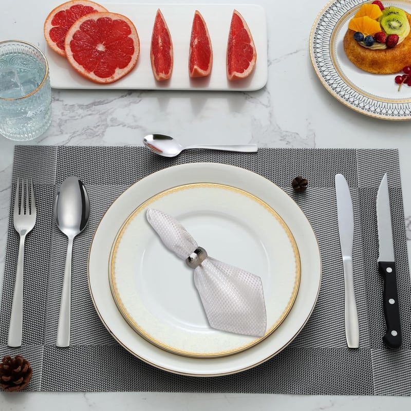 Pleafind 30 részes rozsdamentes evőeszköz készlet 6 személyre, steak késsel