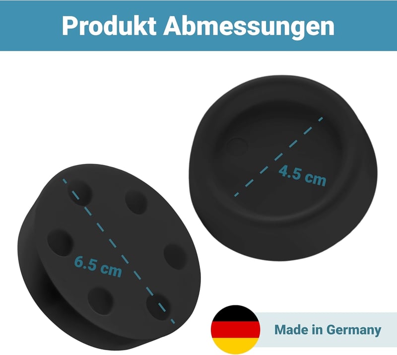 Plemont Univerzális Rezgéscsillapító Mosógéphez és Szárítógéphez - Német Minőségű Gumitalp Bosch, AEG, Siemens Készülékekhez - 4db Csúszásgá - Black