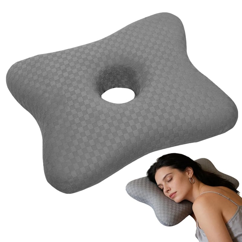 Pernă pentru piercing PLLYPE cu gaură pentru ureche, pentru dormit pe o parte, pernă tip gogoașă pentru diminuarea presiunii, pentru recuperare postoperatorie, cu husă lavabilă, 41 x 33 x 9