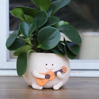 Plmvhpb Gitár Alakú Virágcserép Arcmotívummal és Lefolyónyílással 3