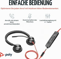 Káblový headset PLT Poly Blackwire 3325 – flexibilný mikrofón, Hi-Fi stereo, pripojenie cez USB-C, USB-A a 3,5 mm jack, kompatibilný s PC, Mac, Teams a Zoom 5