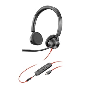 Žičane slušalice PLT Poly Blackwire 3325 – fleksibilni mikrofon, Hi-Fi stereo, USB-C, USB-A, 3,5 mm priključak, kompatibilne s PC, Mac, Teams i Zoom uređajima