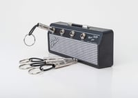 Suport de chei Pluginz Fender Jack Rack - negru și argintiu, cu 4 brelocuri tip mufă de chitară - Classic 2