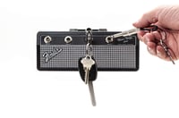 Suport de chei Pluginz Fender Jack Rack - negru și argintiu, cu 4 brelocuri tip mufă de chitară - Classic 3