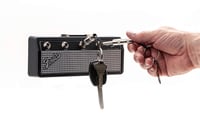 Suport de chei Pluginz Fender Jack Rack - negru și argintiu, cu 4 brelocuri tip mufă de chitară - Classic 1