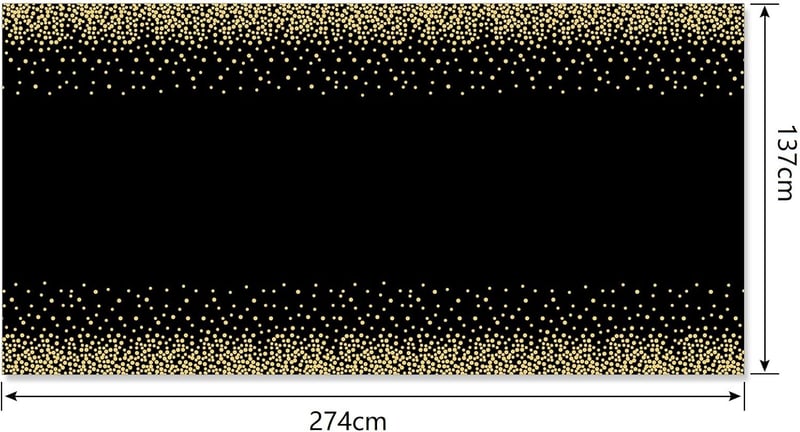 PLULON Fekete-Arany Pöttyös Asztalterítő 137x274 cm Műanyag Téglalap