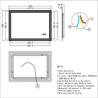 Plumbsys LED Fürdőszobai Tükör 70x50 cm - 3 Színhőmérsékletű Világítás, Páramentesítő Funkcióval, Érintőkapcsolós, IP54 Vízálló 8