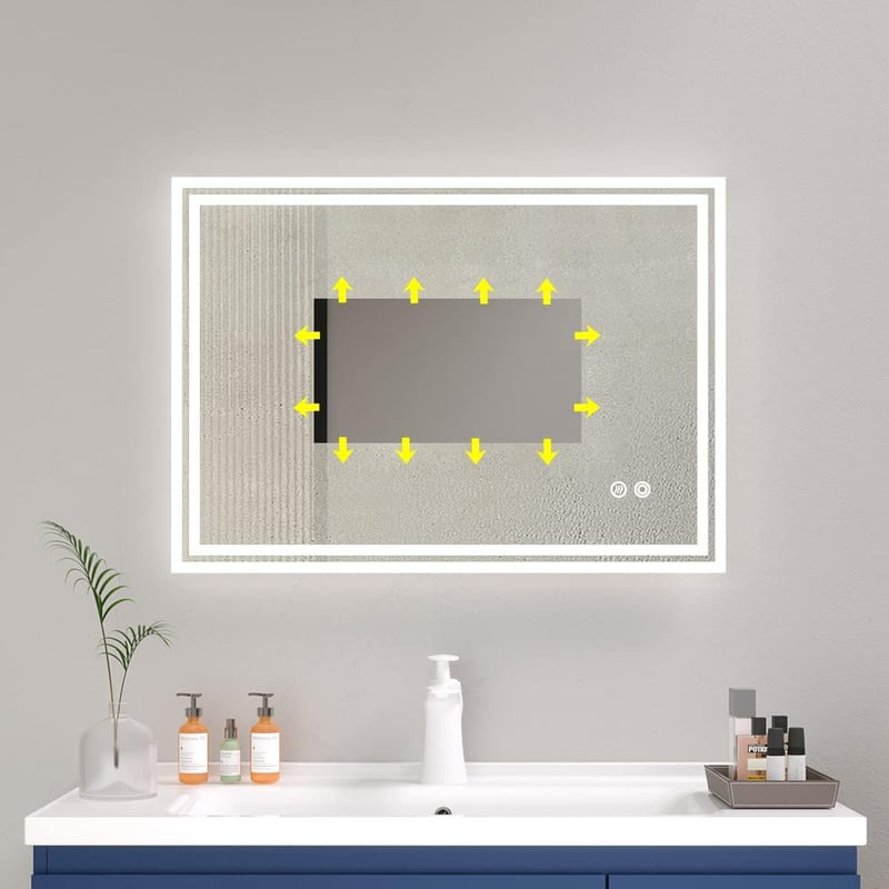 Plumbsys LED Fürdőszobai Tükör 70x50 cm - 3 Színhőmérsékletű Világítás, Páramentesítő Funkcióval, Érintőkapcsolós, IP54 Vízálló