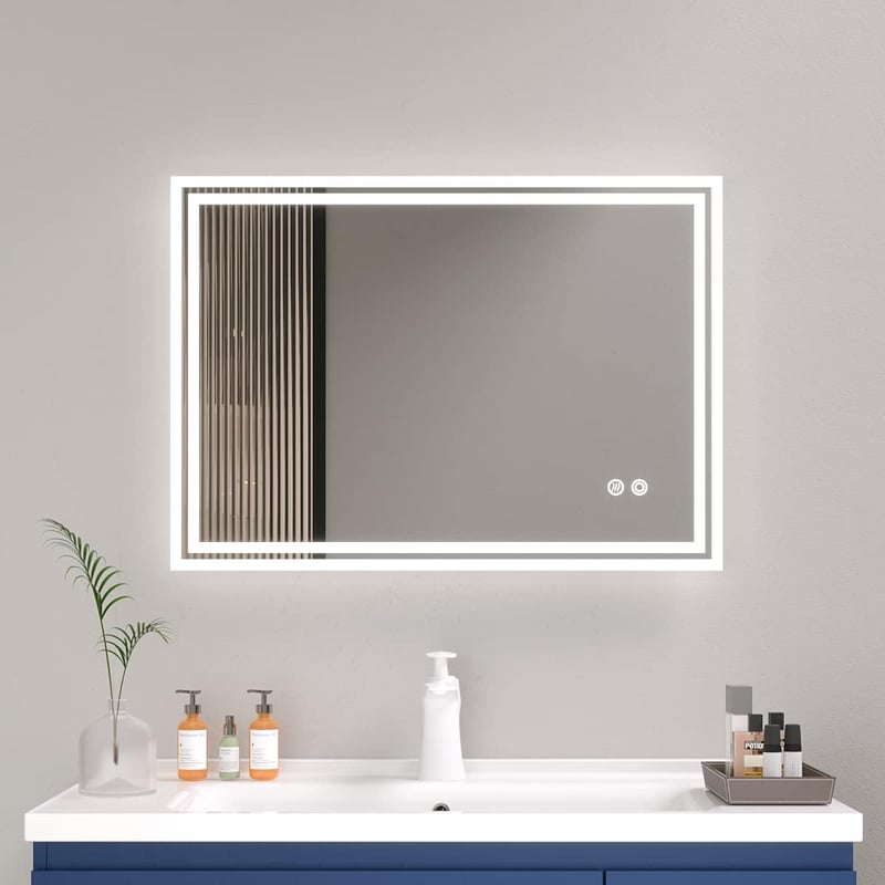 Plumbsys LED Fürdőszobai Tükör 70x50 cm - 3 Színhőmérsékletű Világítás, Páramentesítő Funkcióval, Érintőkapcsolós, IP54 Vízálló