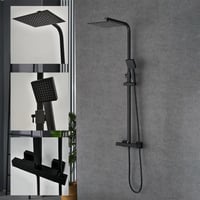 Plumbsys négyzetes termosztátos zuhanysystem matt fekete 304 rozsdamentes acél 1