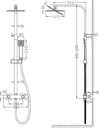 Plumbsys négyzetes termosztátos zuhanysystem matt fekete 304 rozsdamentes acél 8