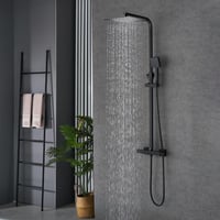 Plumbsys négyzetes termosztátos zuhanysystem matt fekete 304 rozsdamentes acél 3