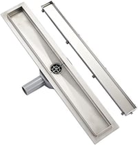 Plumbsys rozsdamentes zuhanycsatorna 50cm, 2in1 csempézhető padlólefolyó szett, 360° forgó szifonnal, szagkimaradással és hajszűrővel 1