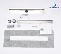 Plumbsys rozsdamentes zuhanycsatorna 50cm, 2in1 csempézhető padlólefolyó szett, 360° forgó szifonnal, szagkimaradással és hajszűrővel 5