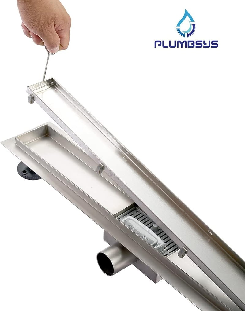 Plumbsys rozsdamentes zuhanyfolyóka 60cm, 2in1 dönthető padlólefolyó szifon szagkimaradóval - 2 in 1, 60cm