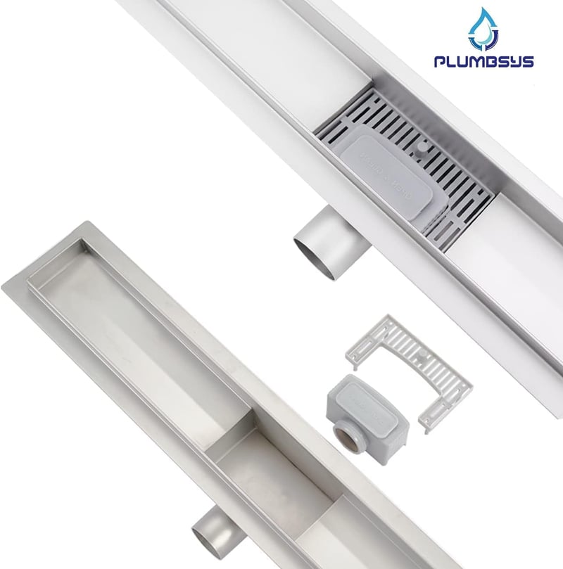 Plumbsys rozsdamentes zuhanyfolyóka 60cm, 2in1 dönthető padlólefolyó szifon szagkimaradóval - 2 in 1, 60cm