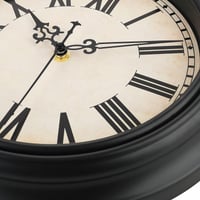 Plumeet Klasické retro nástenné hodiny 25 cm – Tiché, bez tikania – S rímskymi číslicami – Dekorácia do obývačky a spálne – Čierne 3