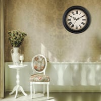 Plumeet Klasické retro nástenné hodiny 25 cm – Tiché, bez tikania – S rímskymi číslicami – Dekorácia do obývačky a spálne – Čierne 7