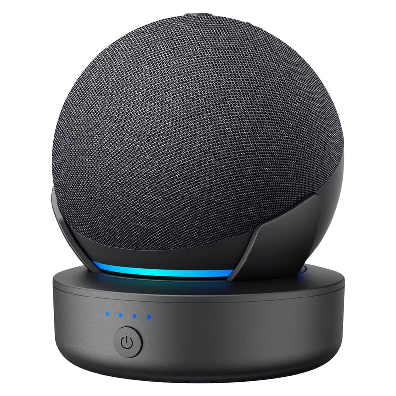 Prenosná nabíjacia stanica PlusAcc pre Amazon Echo Dot 4. generácie - 10000 mAh dokovacia stanica s powerbankou, 16 hodín prehrávania, čierna