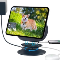 Nabíjacia stanica PlusAcc pre iPhone a iPad – držiak otočný o 270° s 2 portmi USB-C/A, kompatibilná s AirPods, grafitovo sivá 1