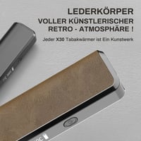 Pluscig X30 Dohányhevítő TEREA Patronokhoz, Precíz Hőmérséklet Szabályozás, 3500 mAh Akkumulátor, OLED Kijelző, Bőr Borítás, Retro Stílus, B 6