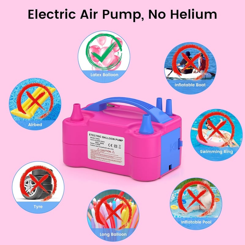 PlusFive elektromos léggömb pumpa 600W, kettős fúvóka, AC220-240V