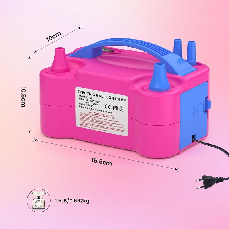 PlusFive elektromos léggömb pumpa 600W, kettős fúvóka, AC220-240V