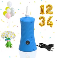 PlusFive Elektromos Lufi Pumpáló - Hordozható Felfújó Pumpa Hosszú és Fólia Lufikhoz, Kék Színű Balloon Inflator Születésnap Esküvő Parti De 1