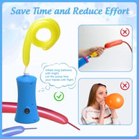 PlusFive Elektromos Lufi Pumpáló - Hordozható Felfújó Pumpa Hosszú és Fólia Lufikhoz, Kék Színű Balloon Inflator Születésnap Esküvő Parti De 4