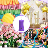 PlusFive lila elektromos ballonpumpa 30W mini légtöltő hosszú luf 5