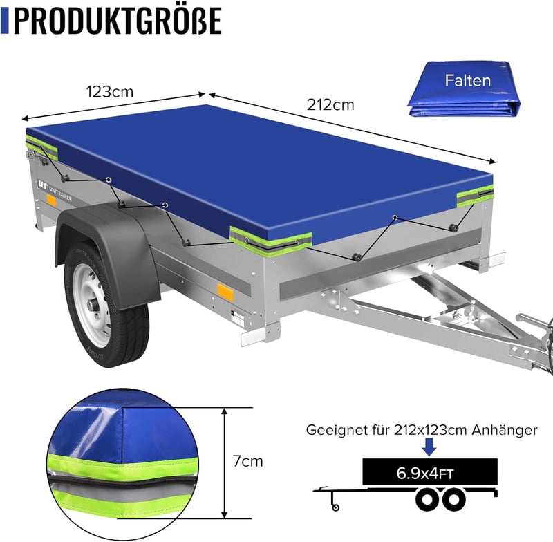 Plutohiker Utánfutó Ponyva 2120 x 1230 x 75 mm - Lapos Védőtakaró 750 kg-os Utánfutókhoz, Könnyű Vízálló Takaróponyva

AI: I've created a Hu