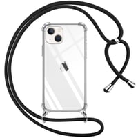 Pnakqil priehľadný silikónový kryt na iPhone 13 / iPhone 14 s popruhom a šnúrkou na krk, čierne puzdro s retiazkou, ochranný kryt odolný voči pádom 1