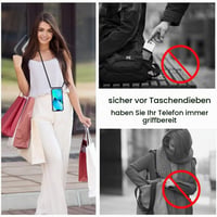 Pnakqil priehľadný silikónový kryt na iPhone 13 / iPhone 14 s popruhom a šnúrkou na krk, čierne puzdro s retiazkou, ochranný kryt odolný voči pádom 7