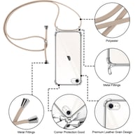 Husă din silicon transparent Pnakqil pentru iPhone 8 / SE 2020 / SE 2022 / iPhone 7, cu șnur pentru gât și cordon reglabil, culoare cireșiu, 4,7 inchi, kaki 5