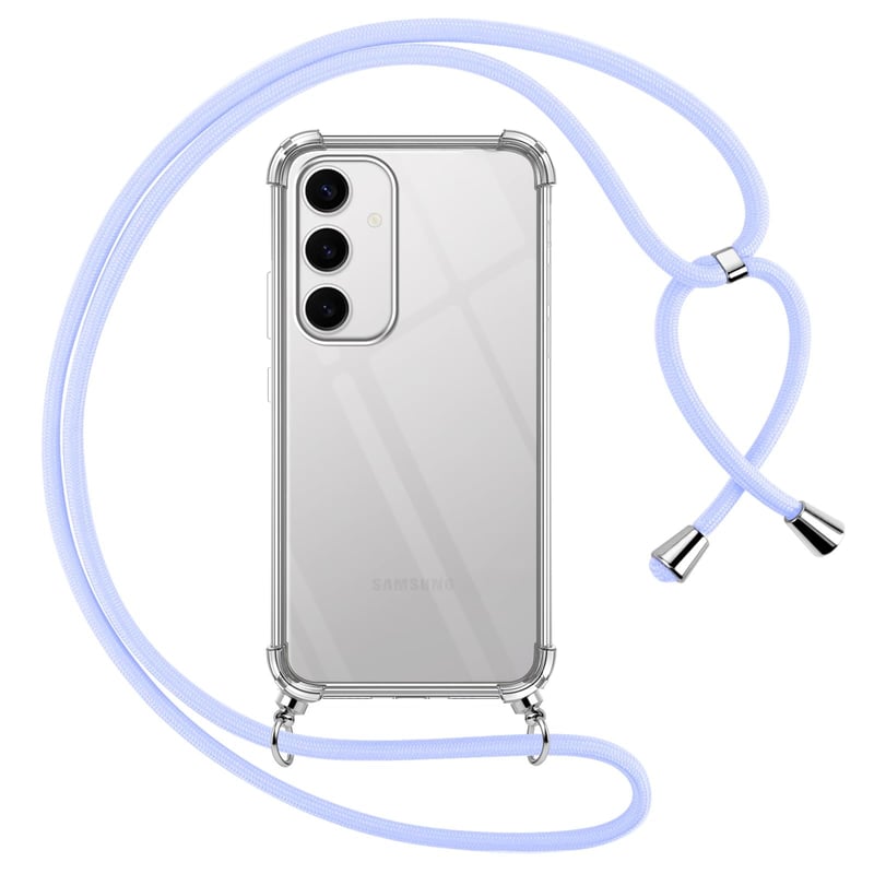 Husă din silicon transparent Pnakqil pentru Samsung Galaxy S24+ cu șnur - violet